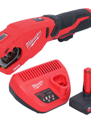 Milwaukee M12 PCSS-501 Coupe-tubes sans fil acier inoxydable 12 V 12 - 28 mm + 1x batterie 5,0 Ah + chargeur