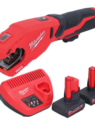 Milwaukee M12 PCSS-502 Akku Edelstahl Rohrabschneider 12 V 12 - 28 mm + 2x Akku 5,0 Ah + Ladegerät