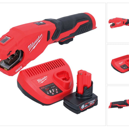 Milwaukee M12 PCSS-601 Akku Edelstahl Rohrabschneider 12 V 12 - 28 mm + 1x Akku 6,0 Ah + Ladegerät