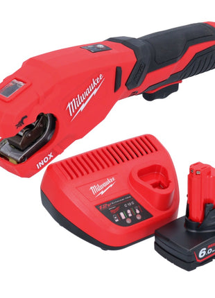 Milwaukee M12 PCSS-601 Akku Edelstahl Rohrabschneider 12 V 12 - 28 mm + 1x Akku 6,0 Ah + Ladegerät