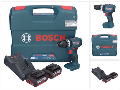 Bosch GSB 18V-45 Professional Akku Schlagbohrschrauber 18 V 45 Nm Brushless + 2x Akku 4,0 Ah + Ladegerät + L-Case