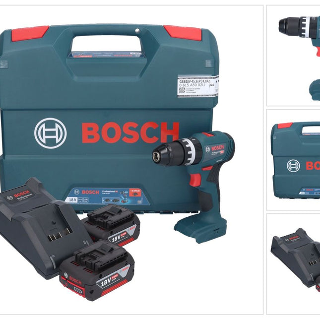 Bosch GSB 18V-45 Professional Akku Schlagbohrschrauber 18 V 45 Nm Brushless + 2x Akku 5,0 Ah + Ladegerät + L-Case