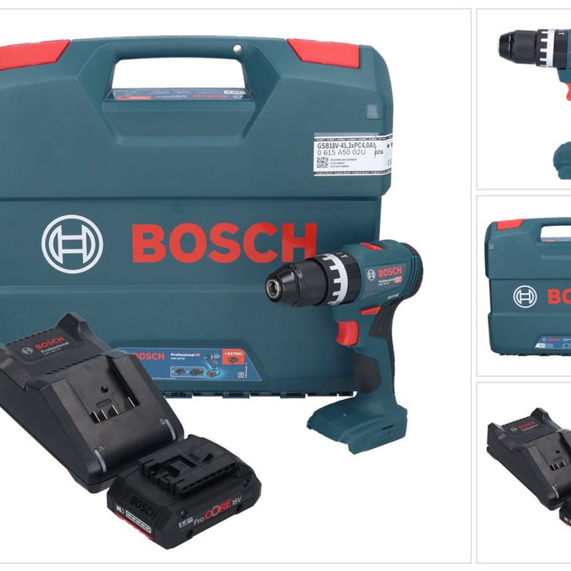 Bosch GSB 18V-45 Professional 18 V 45 Nm Brushless trapano avvitatore a percussione senza filo + 1x batteria ProCORE 4,0 Ah + caricabatterie + L-Case