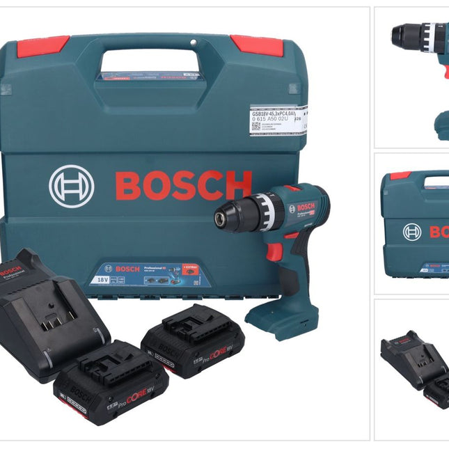 Bosch GSB 18V-45 Professional 18 V 45 Nm Brushless trapano avvitatore a percussione senza filo + 2x batteria ProCORE 4,0 Ah + caricabatterie + L-Case