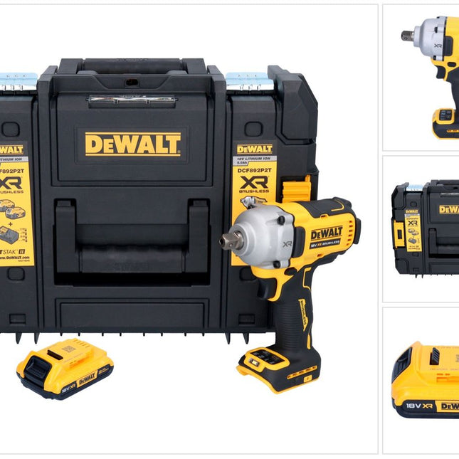 Avvitatore a impatto a batteria DeWalt DCF 892 NT 18 V 813 Nm 1/2" Brushless + 1x batteria 2,0 Ah + TSTAK - senza caricabatteria