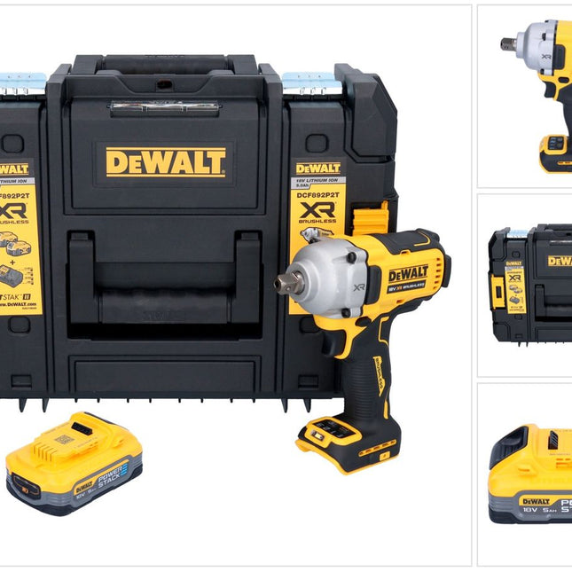 DeWalt DCF 892 NT 18 V 813 Nm 1/2'' Avvitatore a impulsi senza spazzole + 1x batteria Powerstack 5,0 Ah + TSTAK - senza caricabatterie