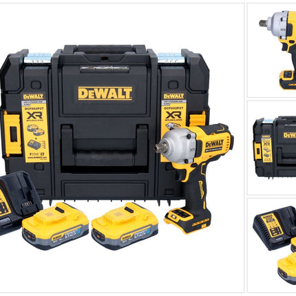 Avvitatore a impulsi DeWalt DCF 892 H2T 18 V 813 Nm 1/2'' Brushless + 2x batteria Powerstack 5,0 Ah + caricabatterie + TSTAK