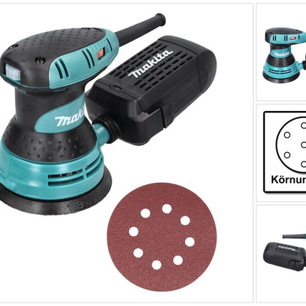 Makita BO 5031 Levigatrice rotorbitale 300 Watt 125 mm + 50x carta abrasiva K80