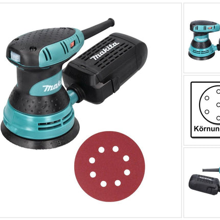 Makita BO 5031 Levigatrice rotorbitale 300 Watt 125 mm + 50x carta abrasiva K240