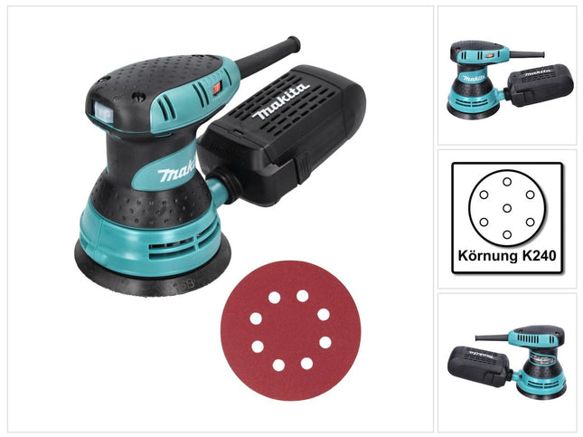 Makita BO 5031 Levigatrice rotorbitale 300 Watt 125 mm + 50x carta abrasiva K240