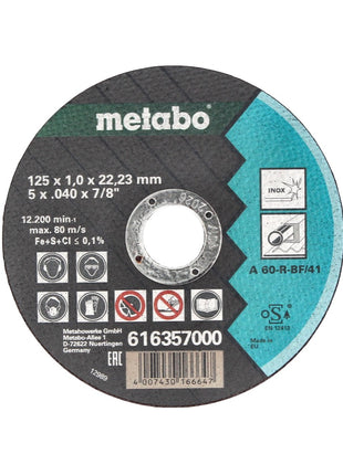 Metabo WE 15-125 Quick Meuleuse d'angle 1550 W 125 mm + 10x disque à tronçonner