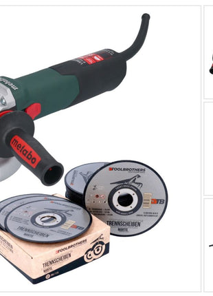 Metabo WE 15-125 Quick Meuleuse d'angle 1550 W 125 mm + 25x Toolbrothers MANTIS Disque à tronçonner