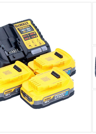 DeWalt DCB 1104 E3 kit de inicio de batería 12 V / 18 V 3x batería Powerstack 1,7 Ah + cargador DCB 1104