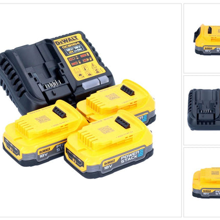 DeWalt DCB 1104 E3 Akku Starter Set 12 V / 18 V 3x Powerstack Akku 1,7 Ah + DCB 1104 Ladegerät
