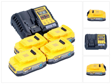 DeWalt DCB 1104 E4 kit de inicio de batería 12 V / 18 V 4x batería Powerstack 1,7 Ah + cargador DCB 1104