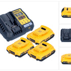 DeWalt DCB 1104 D3 Set di avviamento batteria 12 V / 18 V 3x batteria 2,0 Ah + caricatore DCB 1104