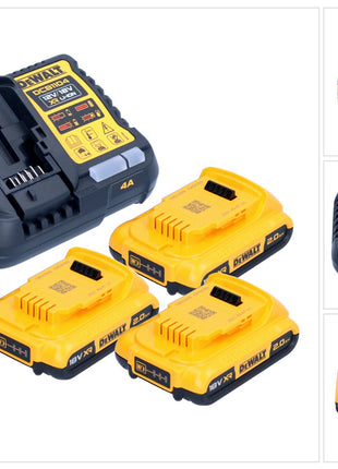 DeWalt DCB 1104 D3 Kit de démarrage sans fil 12 V / 18 V 3x batterie 2,0 Ah + chargeur DCB 1104