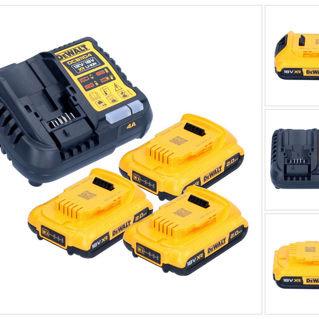 DeWalt DCB 1104 D3 Set di avviamento batteria 12 V / 18 V 3x batteria 2,0 Ah + caricatore DCB 1104