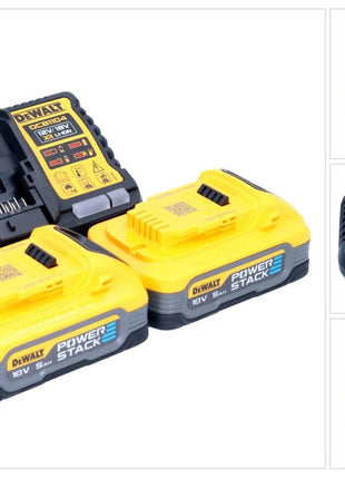 DeWalt DCB 1104 H2 kit de inicio de batería 12 V / 18 V 2x batería Powerstack 5,0 Ah + cargador DCB 1104