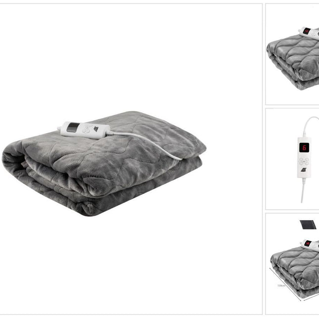 Coperta elettrica Coperta elettrica con 6 livelli di potenza Spegnimento automatico e protezione dal surriscaldamento Lavabile Grigio 180X130 cm