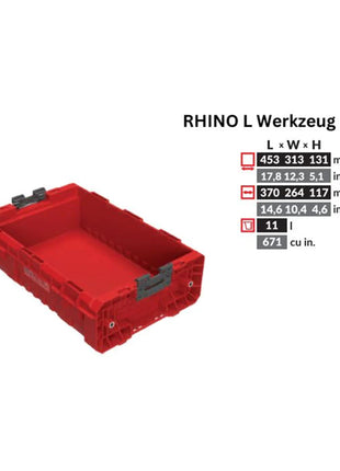 Toolbrothers RHINO L Caja de herramientas ULTRA Contenedor apilable personalizado 450 x 310 x 151 mm 9 l apilable