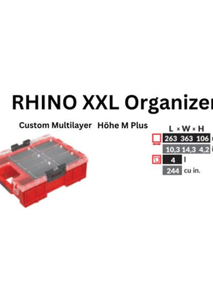 Toolbrothers RHINO XXL Organizer ULTRA Höhe M+ Custom Multilayer 4 l IP66