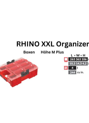 Toolbrothers RHINO XXL Organizer ULTRA hauteur M+ boîtes 4 l IP66