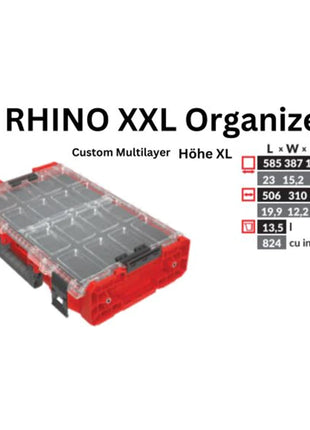 Toolbrothers RHINO XXL Organizer ULTRA Height XL Custom Wielowarstwowy 582 x 387 x 131 mm 13,5 l sztaplowany IP66