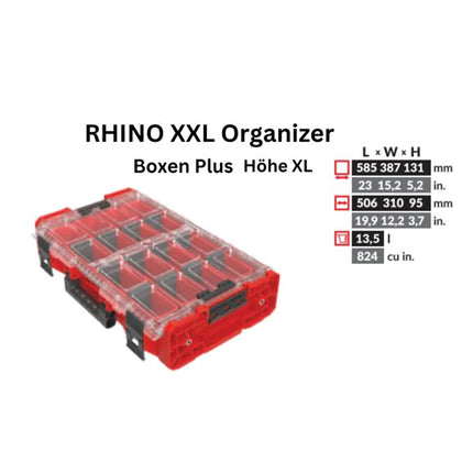 Toolbrothers RHINO XXL Organizer ULTRA altezza XL Scatole+ 13,5 l IP66 con scatole estraibili + divisori
