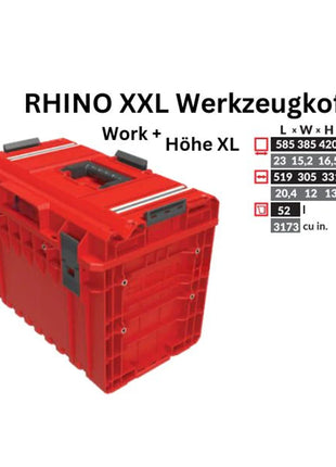 Toolbrothers RHINO XXL Werkzeugkoffer ULTRA Work+ Höhe XL 52 l IP66 mit herausnehmbaren Trennwänden