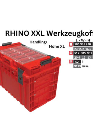 Toolbrothers RHINO XXL Werkzeugkoffer ULTRA Handling+ Höhe XL 52 l IP66 mit herausnehmbaren Trennwänden + Boxen