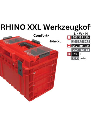 Toolbrothers RHINO XXL Werkzeugkoffer ULTRA Comfort+ Höhe XL 52 l IP66 mit herausnehmbaren Trennwänden