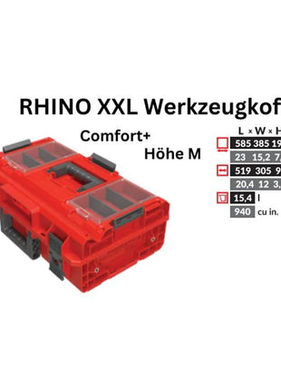 Toolbrothers RHINO XXL walizka narzędziowa ULTRA Comfort+ wysokość M niestandardowy organizer modułowy 585 x 385 x 190 mm 15,4 l możliwość sztaplowania IP66