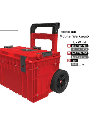 Toolbrothers RHINO XXL Wózek Mobilna walizka narzędziowa Cart+ ULTRA Niestandardowa możliwość sztaplowania 641 x 485 x 660 mm 52 l IP66