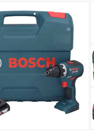 Bosch GSR 18V-55 Taladro atornillador inalámbrico profesional 18 V 55 Nm sin escobillas + 1x batería 2,0 Ah + L-Case - sin cargador