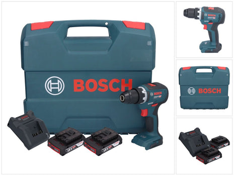 Bosch GSR 18V-55 Profesjonalna akumulatorowa wiertarko-wkrętarka 18 V 55 Nm bezszczotkowa + 2x akumulator 2,0 Ah + ładowarka + walizka L