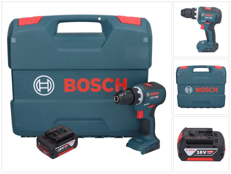 Bosch GSR 18V-55 Professional Perceuse-visseuse sans fil 18 V 55 Nm Brushless + 1x batterie 5,0 Ah + L-Case - sans chargeur