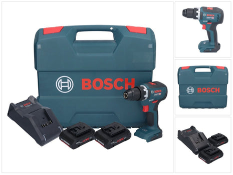 Bosch GSR 18V-55 Taladro atornillador inalámbrico profesional 18 V 55 Nm sin escobillas + 2 baterías ProCORE 4,0 Ah + cargador + estuche L