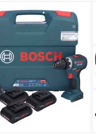 Bosch GSR 18V-55 Profesjonalna akumulatorowa wiertarko-wkrętarka 18 V 55 Nm bezszczotkowa ( 0615A5002P ) + 3x akumulator ProCORE 4,0 Ah + ładowarka + walizka L