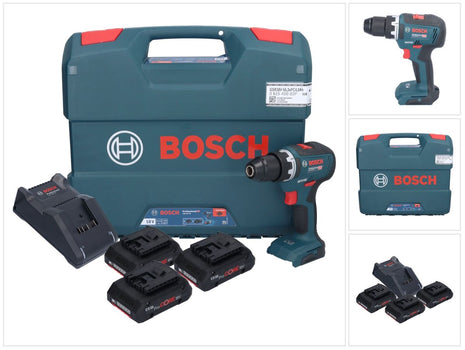 Bosch GSR 18V-55 Professional cordless drill driver 18 V 55 Nm brushless ( 0615A5002P ) + 3x ProCORE rechargeable battery 4.0 Ah + charger + L-case