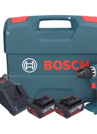 Bosch GSR 18V-45 Taladro atornillador inalámbrico profesional 18 V 45 Nm sin escobillas + 2 baterías 4,0 Ah + cargador + maletín en L