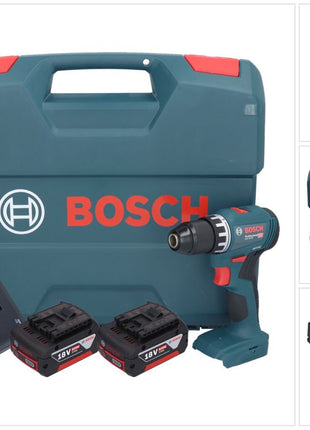 Bosch GSR 18V-45 Taladro atornillador inalámbrico profesional 18 V 45 Nm sin escobillas + 2 baterías 5,0 Ah + cargador + maletín L