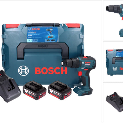 Bosch GSB 18V-55 Trapano a percussione professionale a batteria 18 V 55 Nm senza spazzole ( 06019H5300 ) + 2x batteria ricaricabile 4,0 Ah + caricabatterie + L-Boxx
