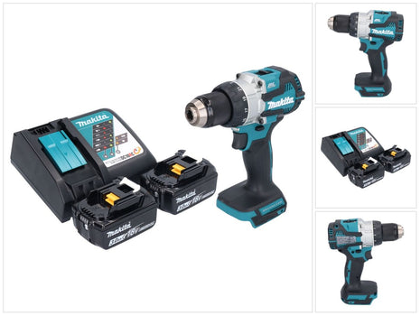 Taladro percutor inalámbrico Makita DHP 489 RF 18 V 73 Nm sin escobillas + 2 baterías 3,0 Ah + cargador