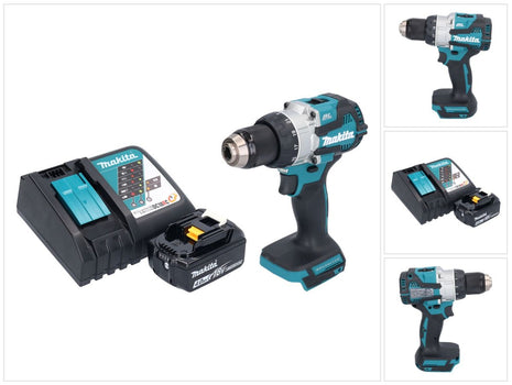 Taladro percutor inalámbrico Makita DHP 489 RM1 18 V 73 Nm sin escobillas + 1x batería 4,0 Ah + cargador