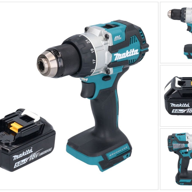 Makita DHP 489 T1 Akku Schlagbohrschrauber 18 V 73 Nm Brushless + 1x Akku 5,0 Ah - ohne Ladegerät