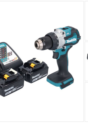 Makita DHP 489 RG Akku Schlagbohrschrauber 18 V 73 Nm Brushless + 2x Akku 6,0 Ah + Ladegerät