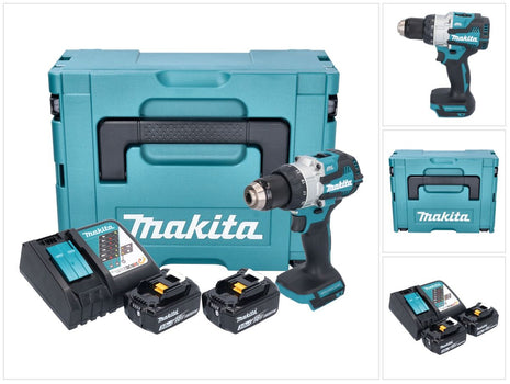 Taladro percutor inalámbrico Makita DHP 489 RFJ 18 V 73 Nm sin escobillas + 2x baterías 3,0 Ah + cargador + Makpac