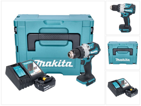 Makita DHP 489 RM1J taladro percutor inalámbrico 18 V 73 Nm sin escobillas + 1x batería 4,0 Ah + cargador + Makpac