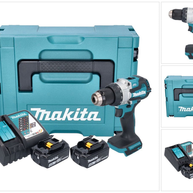 Makita DHP 489 RMJ Akku Schlagbohrschrauber 18 V 73 Nm Brushless + 2x Akku 4,0 Ah + Ladegerät + Makpac